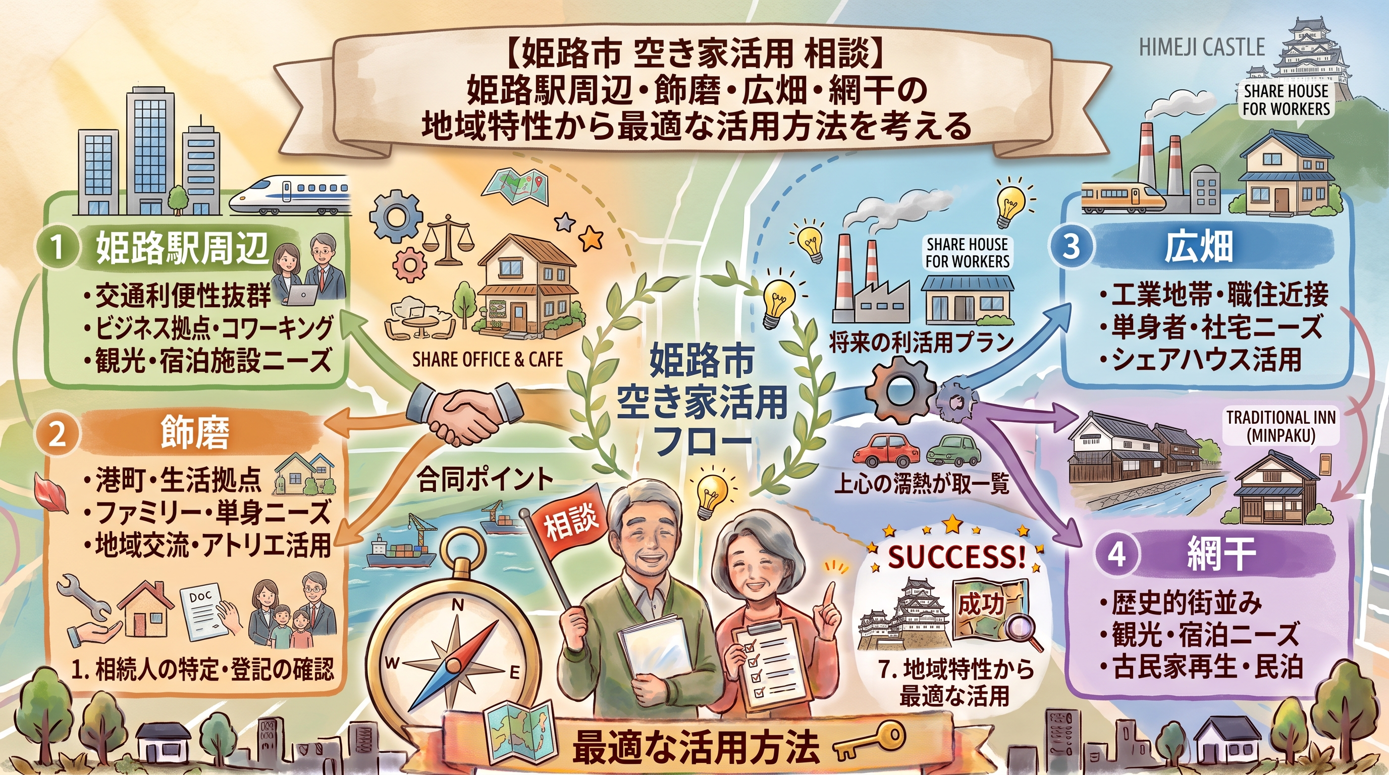 【姫路市 空き家活用 相談】姫路駅周辺・飾磨・広畑・網干の地域特性から最適な活用方法を考える